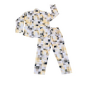 Kids' yellow-black-Geometric Cotton  Night Dress-backside