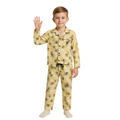 Kids' yellow-black-Geometric Cotton  Night Dress with boy