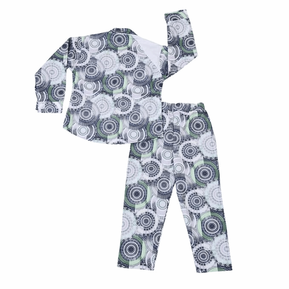 Kids Cotton Geometric Pajama Set – Long Sleeve Top & Bottom