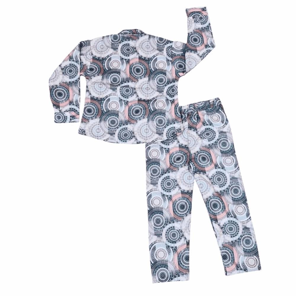 Kids Cotton Geometric Pajama Set – Long Sleeve Top & Bottom