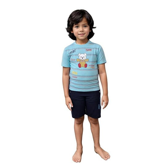 Premium 100% Cotton T-Shirt and Shorts Set for Boys 2-3 Years Age