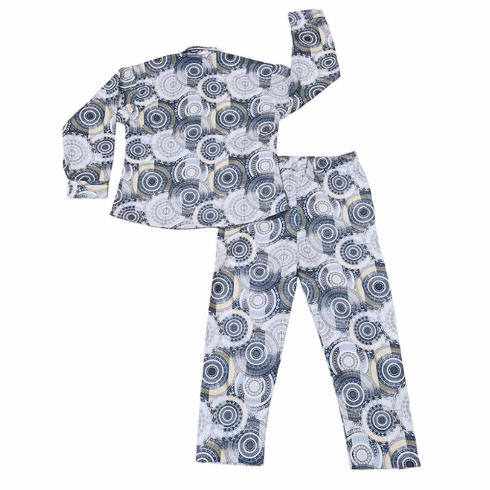 Kids Cotton Geometric Pajama Set – Long Sleeve Top & Bottom