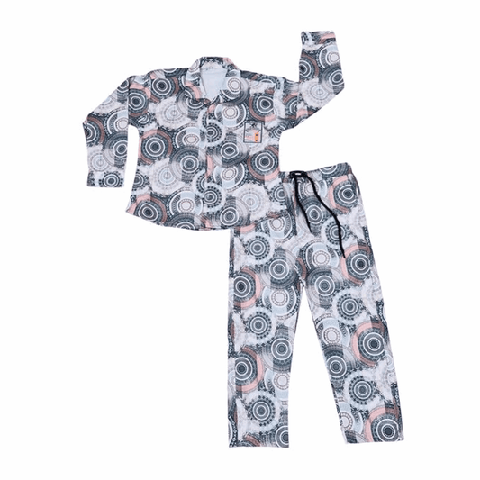 Kids Cotton Geometric Pajama Set – Long Sleeve Top & Bottom