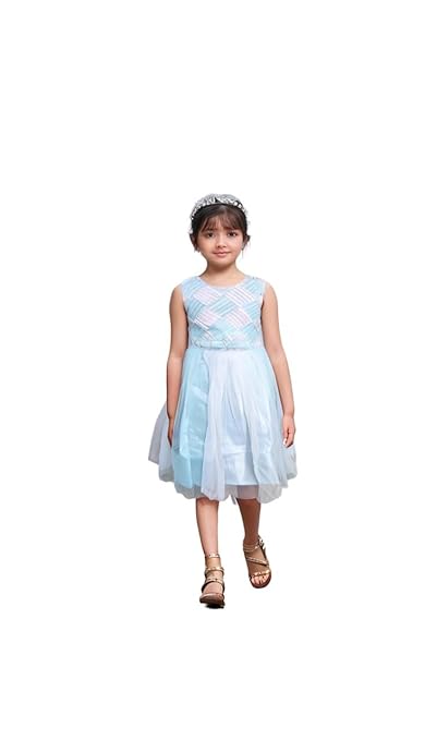 Soft Cotton Self-Design Net Frock for Girls 1-2 Years