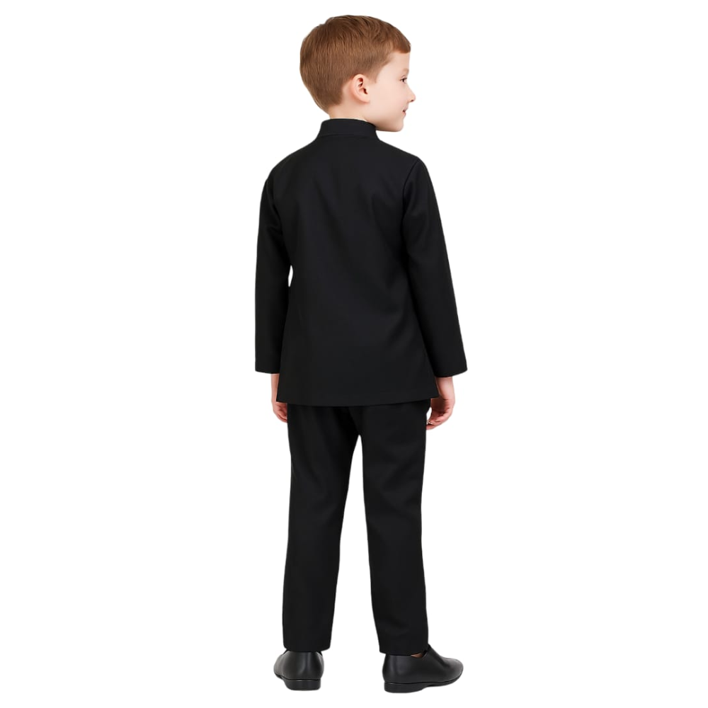 Traditional Indo-Western kids outfit in black – stylish and comfortable wear