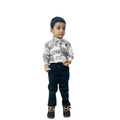Trendy Boys’ Graphic Shirt and Black Pants Set 