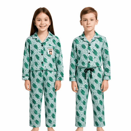 Unisex Cotton Printed Co-ord Set (Green, 9–10 Yrs)