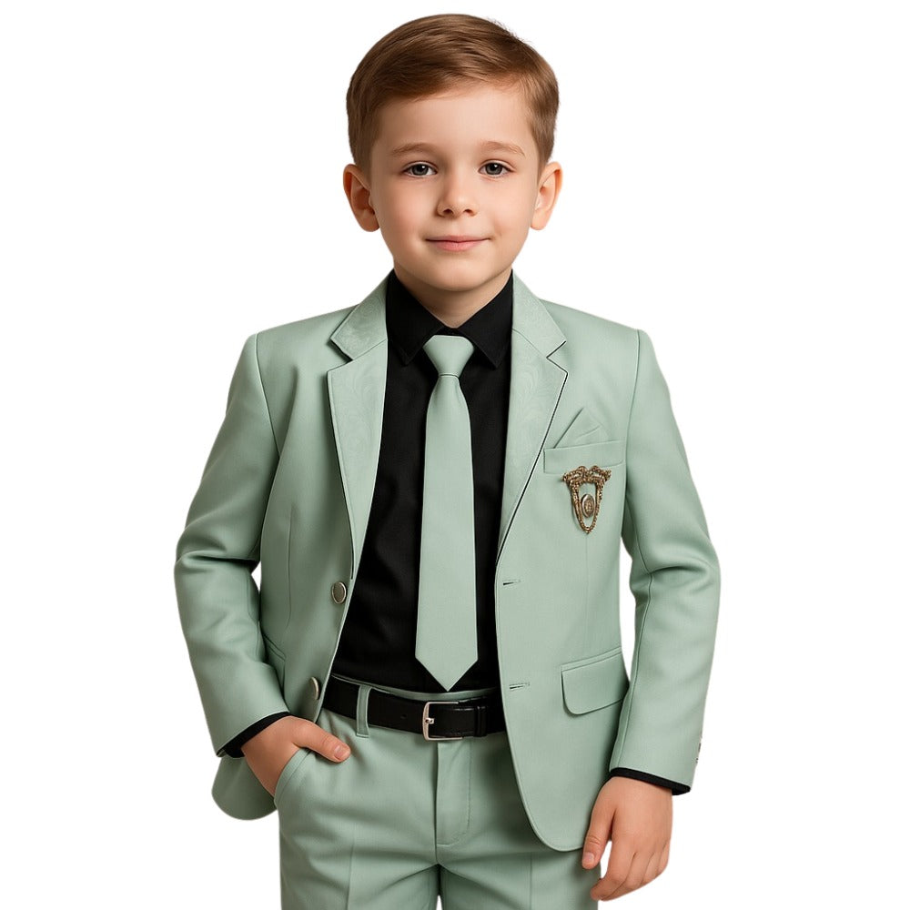 Kids Party Wear Coat Pant Set with Tie & Belt