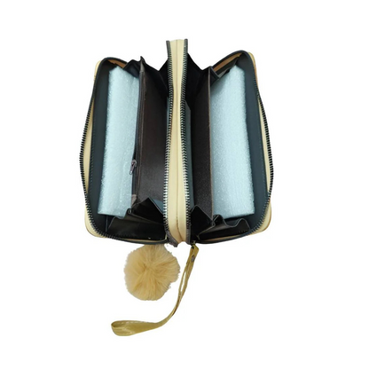 Yellow-Open-floral-pu-leather-wallet-clutch-wrist-strap
