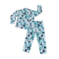 back-Dark-green-Kids' Geometric Cotton  Night Dress