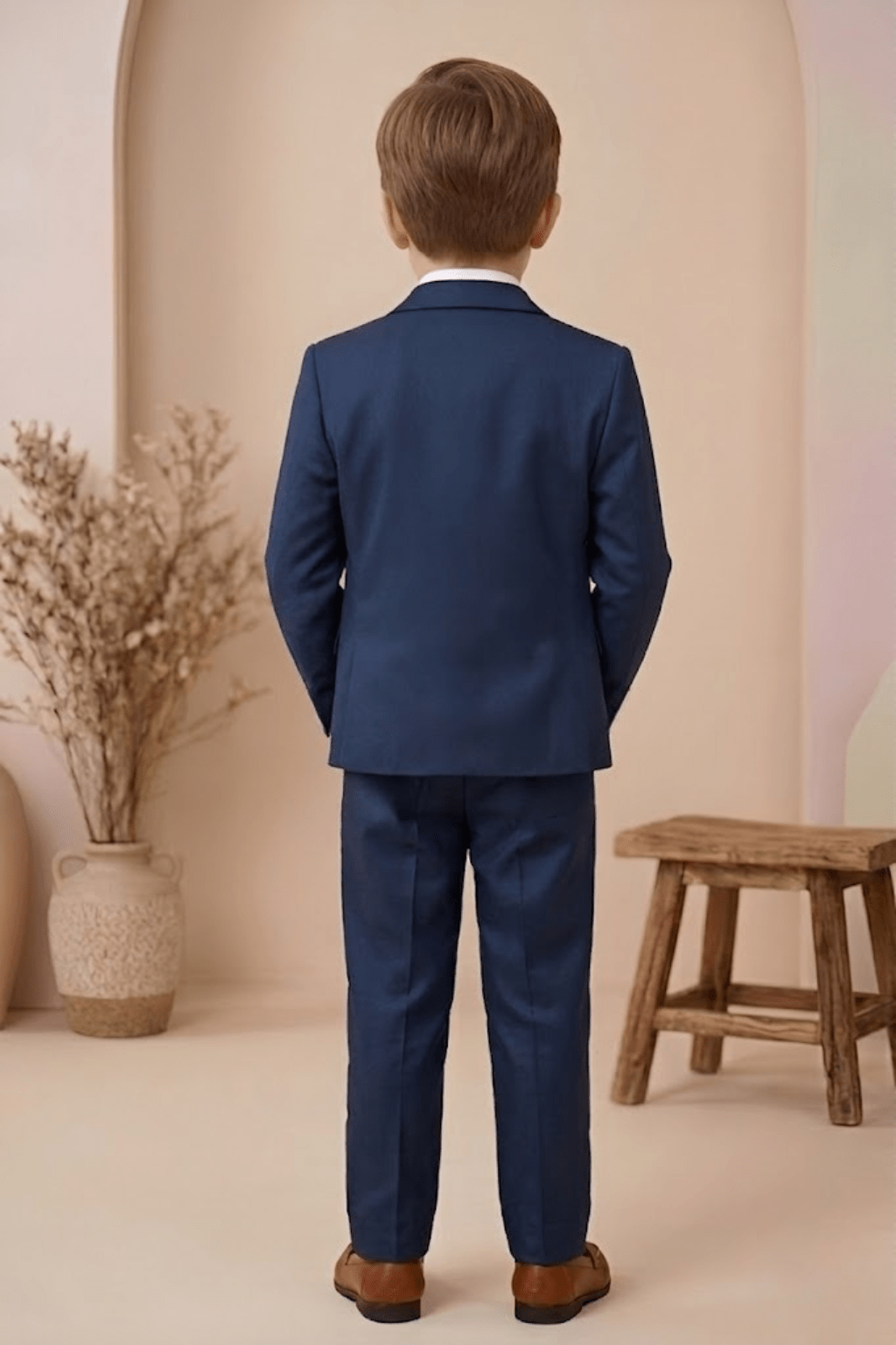 Boys 3-Piece Formal Suit Set with Bow Tie – Blue Blazer, Waistcoat & Pants - Zustenjoy.com