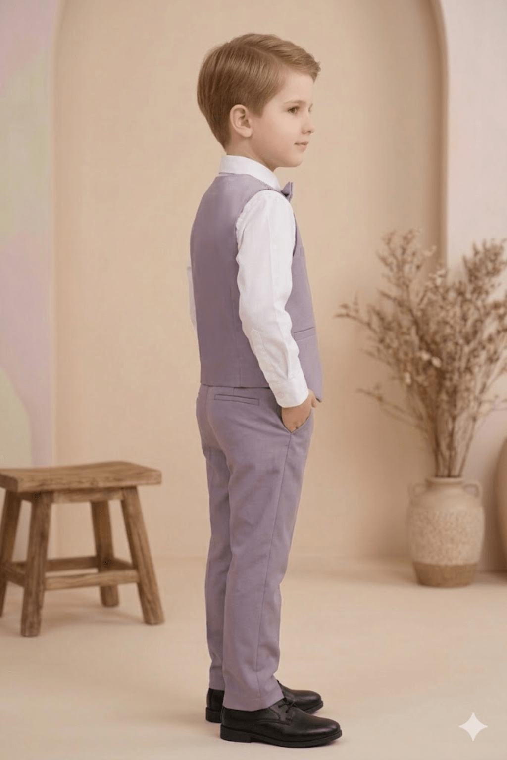 Boys 3-Piece Formal Suit Set with Bow Tie – Purple - Zustenjoy.com