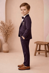 Boys 3-Piece Formal Suit Set with Bow Tie – Wine - Zustenjoy.com