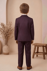 Boys 3-Piece Maroon Formal Suit Set with Bow Tie - Zustenjoy.com