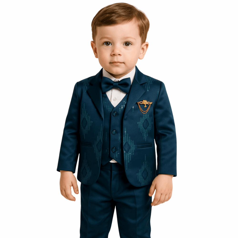 Boys 4-Piece Formal Suit Set with Shirt and Tie - Zustenjoy.com