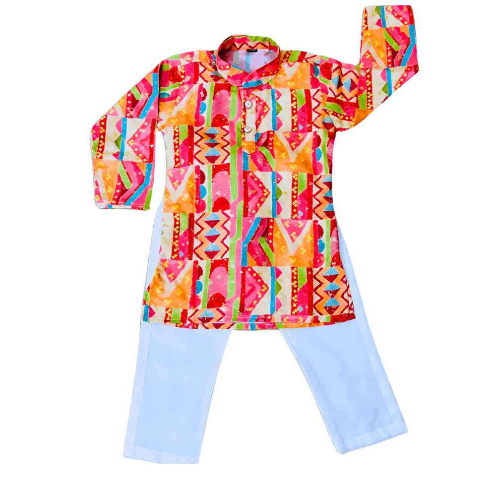Boys Cotton Kurta Set in Multicolor for Stylish Comfort - Zustenjoy.com