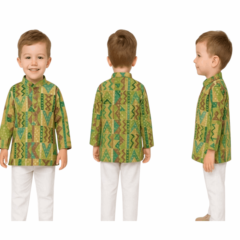 Boys Cotton Kurta Set in Multicolor for Stylish Comfort - Zustenjoy.com