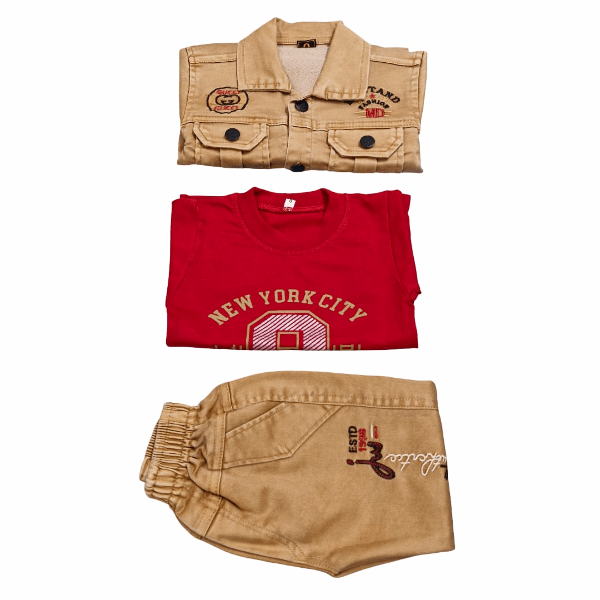Boys Denim Jacket Set - 3-Piece Trendy Outfit for Kids - Zustenjoy.com