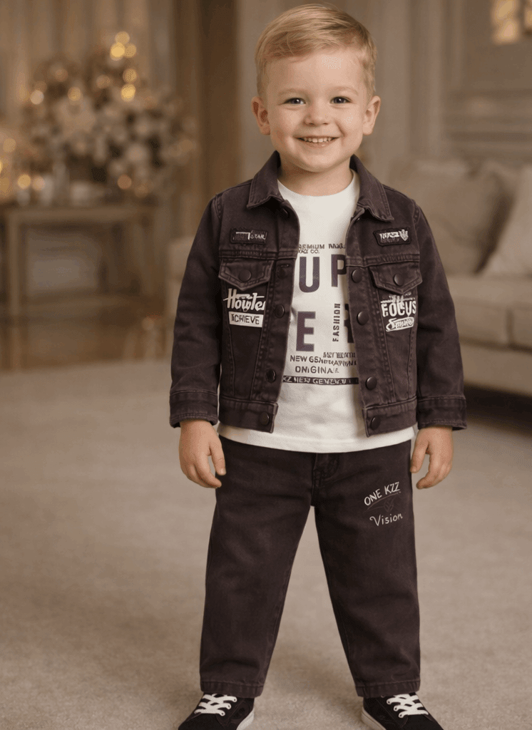 Boys Denim Jacket Set - 3-Piece Trendy Outfit for Kids - Zustenjoy.com