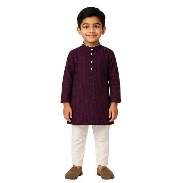 Boys Embroidered Kurta Set for Stylish Festive Wear - Zustenjoy.com