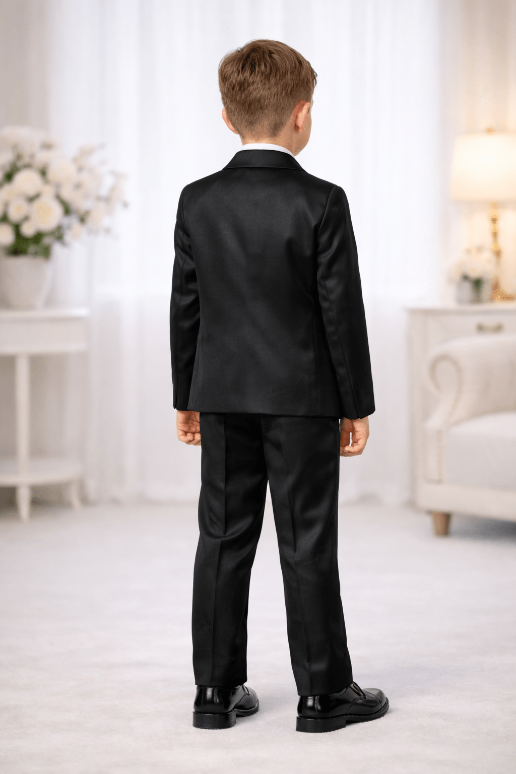 Boys Formal Suit Set - 3-Piece Black Blazer, Waistcoat & Pants with Bow Tie for Kids - Zustenjoy.com