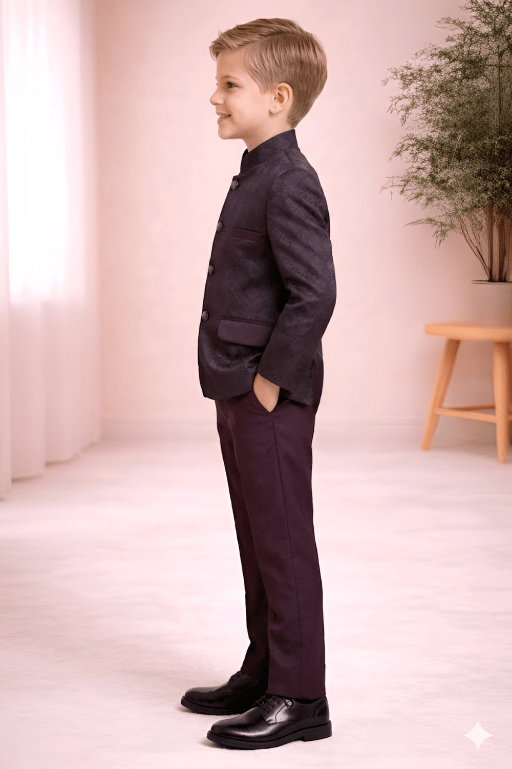Boys Indo Western Suit Set for Kids | Maroon Wedding & Party Wear Outfit - Zustenjoy.com