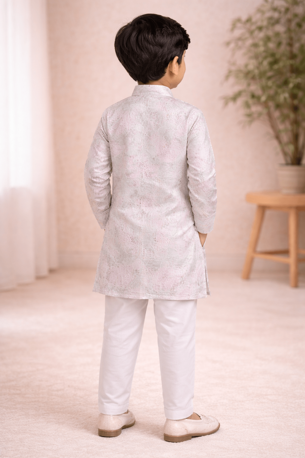 Boys Kurta Pajama Set Pink - Designer Printed Outfit for Kids - Zustenjoy.com