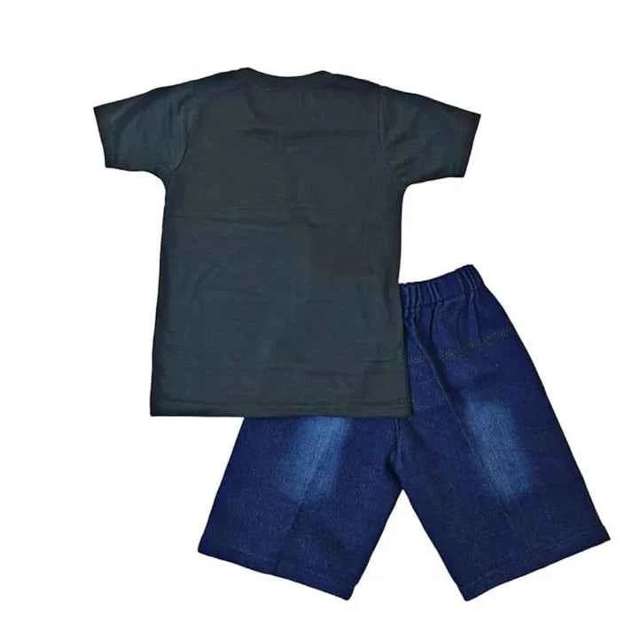 Boys' Mustard T-Shirt and Navy Shorts Set – Comfortable Cotton Outfit - Zustenjoy.com