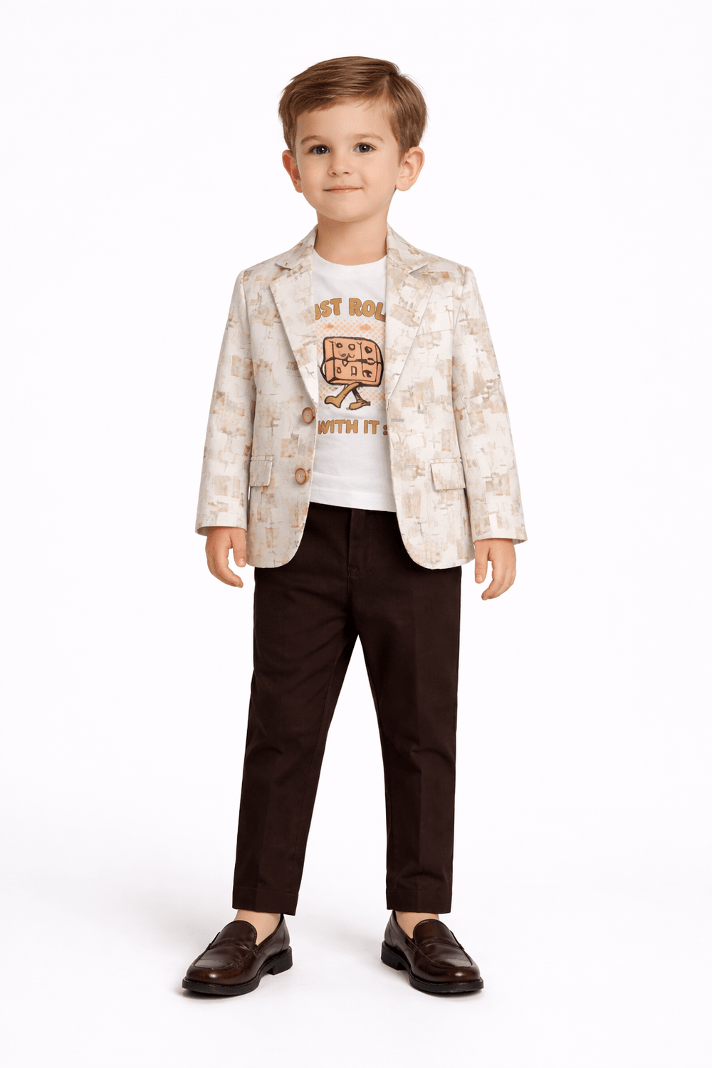 Boys Printed Blazer, T-Shirt & Pants Party Outfit - Zustenjoy.com