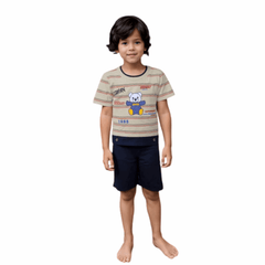 Boys Sky Blue Cotton T-Shirt and Shorts Set for Summer Comfort and Style - Zustenjoy.com