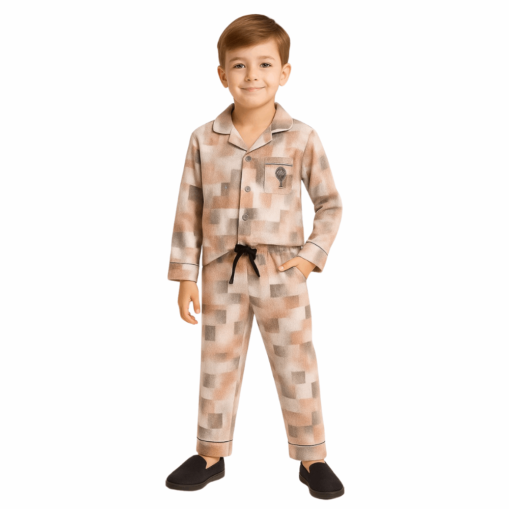 Kids' Geometric Cotton  Night Dress
