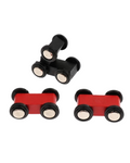 colorful wooden cars on multi-layered ramp