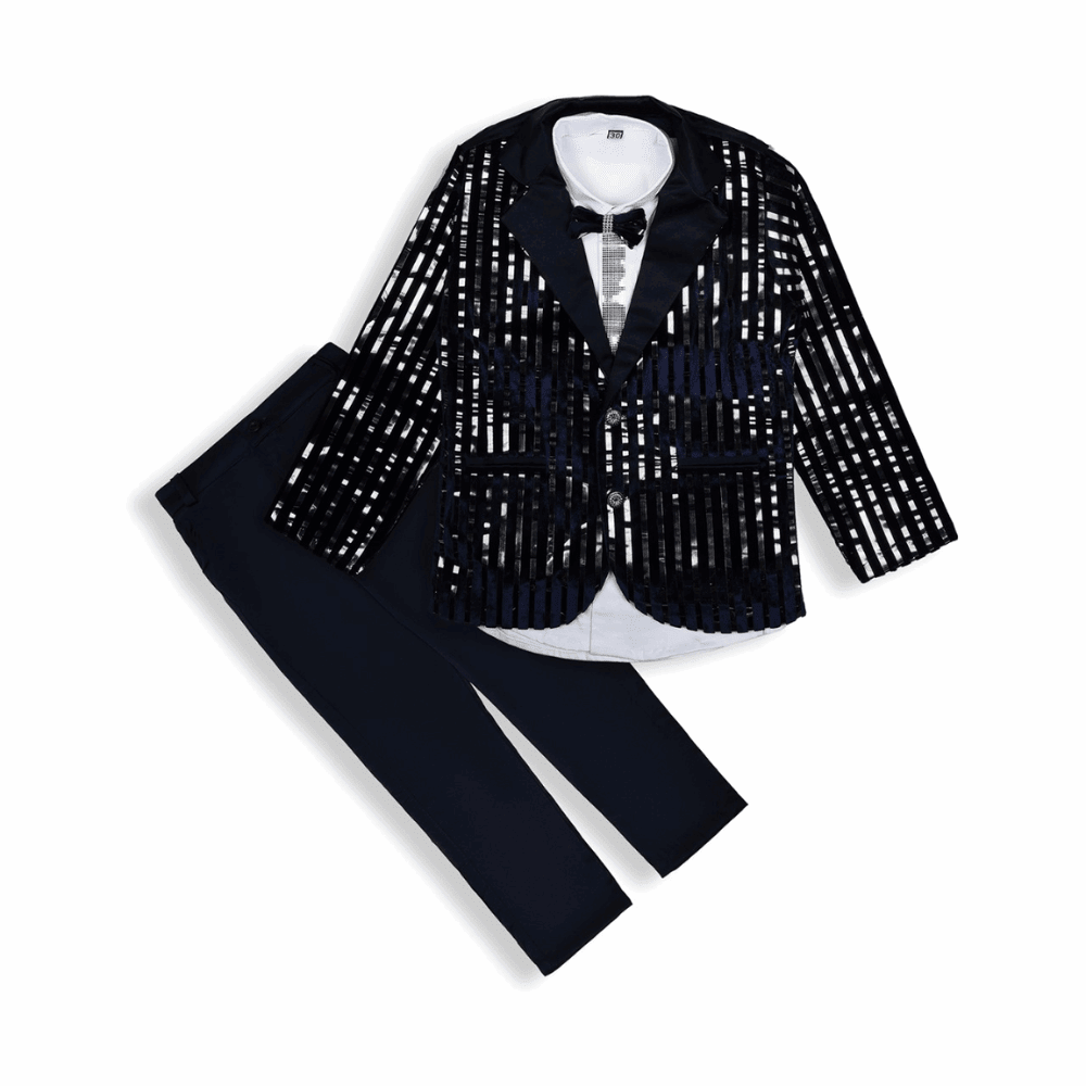 Elegant Black Partywear Suit for Boys - Stylish Formal Attire for Special Occasions - Zustenjoy.com