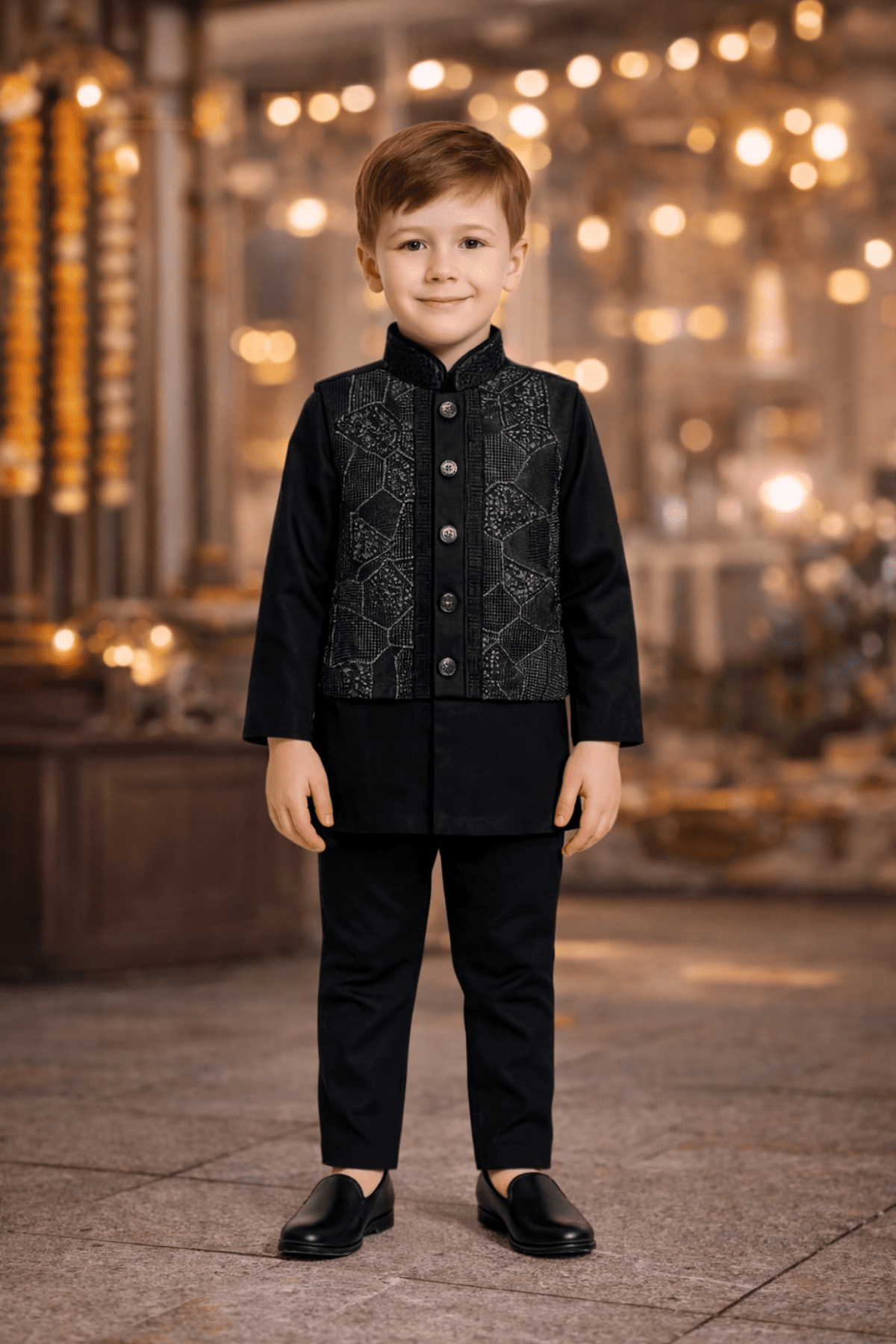 Indo-Western Black Dress Set for Boys - Stylish & Trendy Attire - Zustenjoy.com