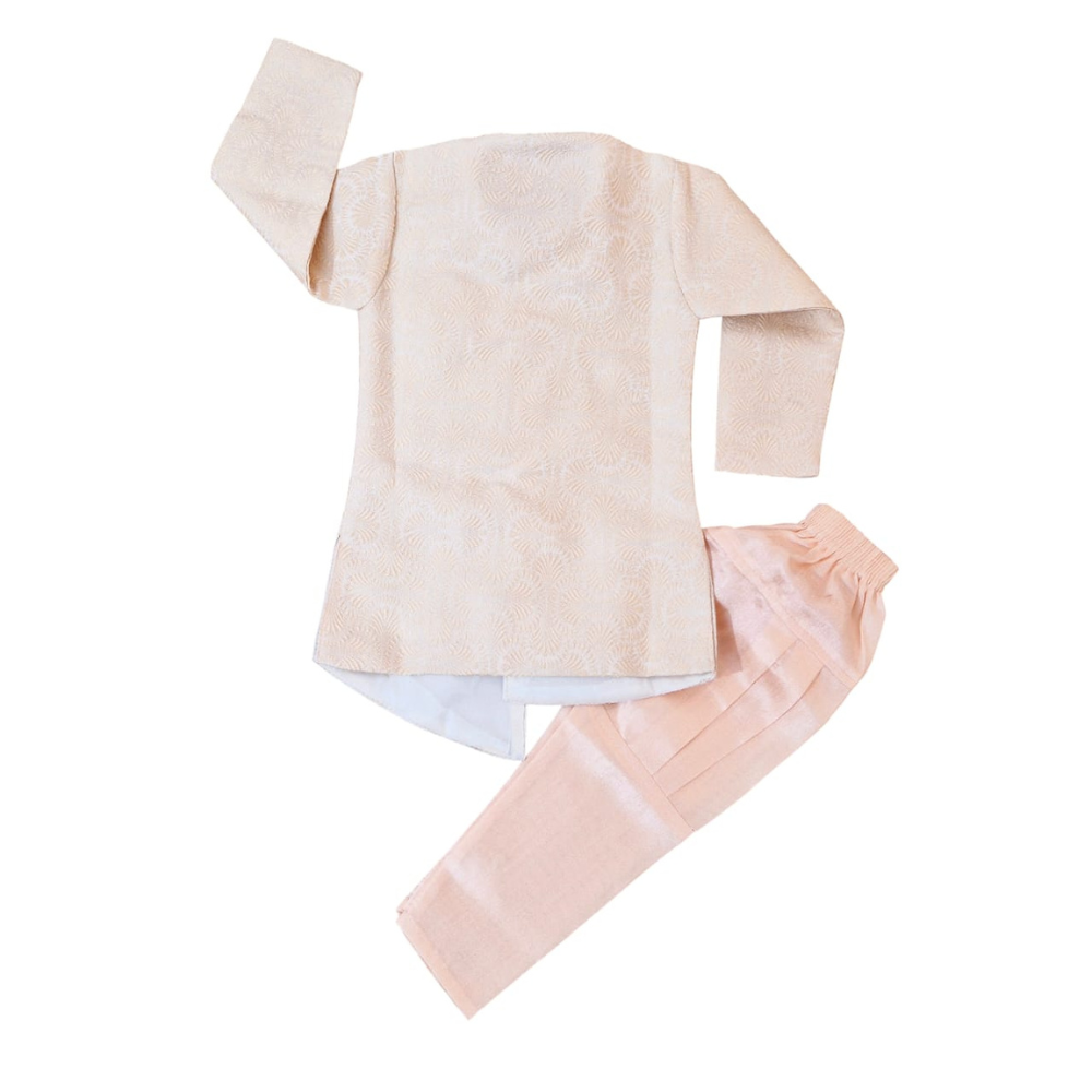 orange-Boys Cotton Indo-Western Set-without-model-back
