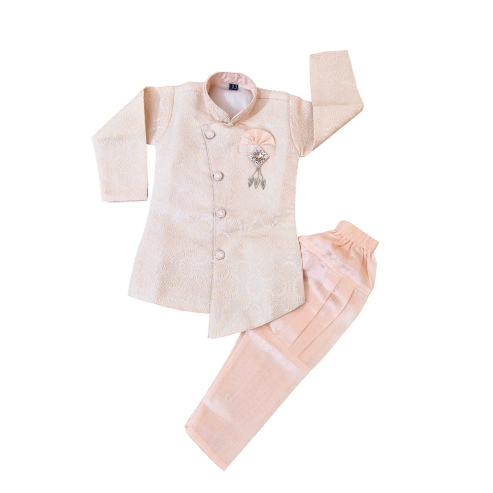 orange-Boys Cotton Indo-Western Set-without-model