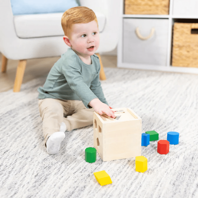 Shape Sorting Cube for Toddlers - Classic Montessori Wooden Toy with 15 Shapes - 12 Pcs Kids Shape Sorter Toys for Ages 2+ - Zustenjoy.com