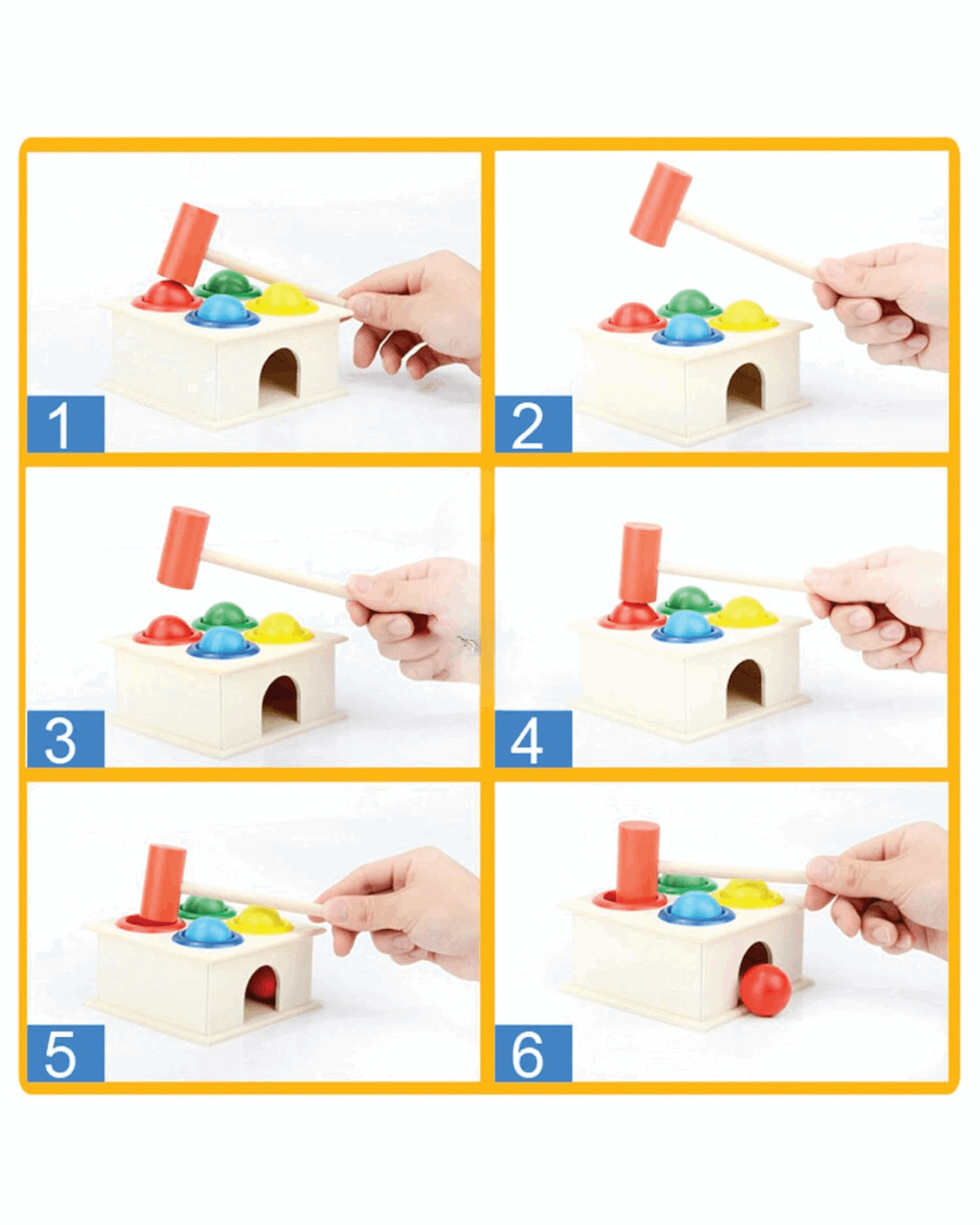 Wooden Hammer Ball Toy for Toddlers Age 3 and Up - Fun and Engaging Learning Tool - Zustenjoy.com
