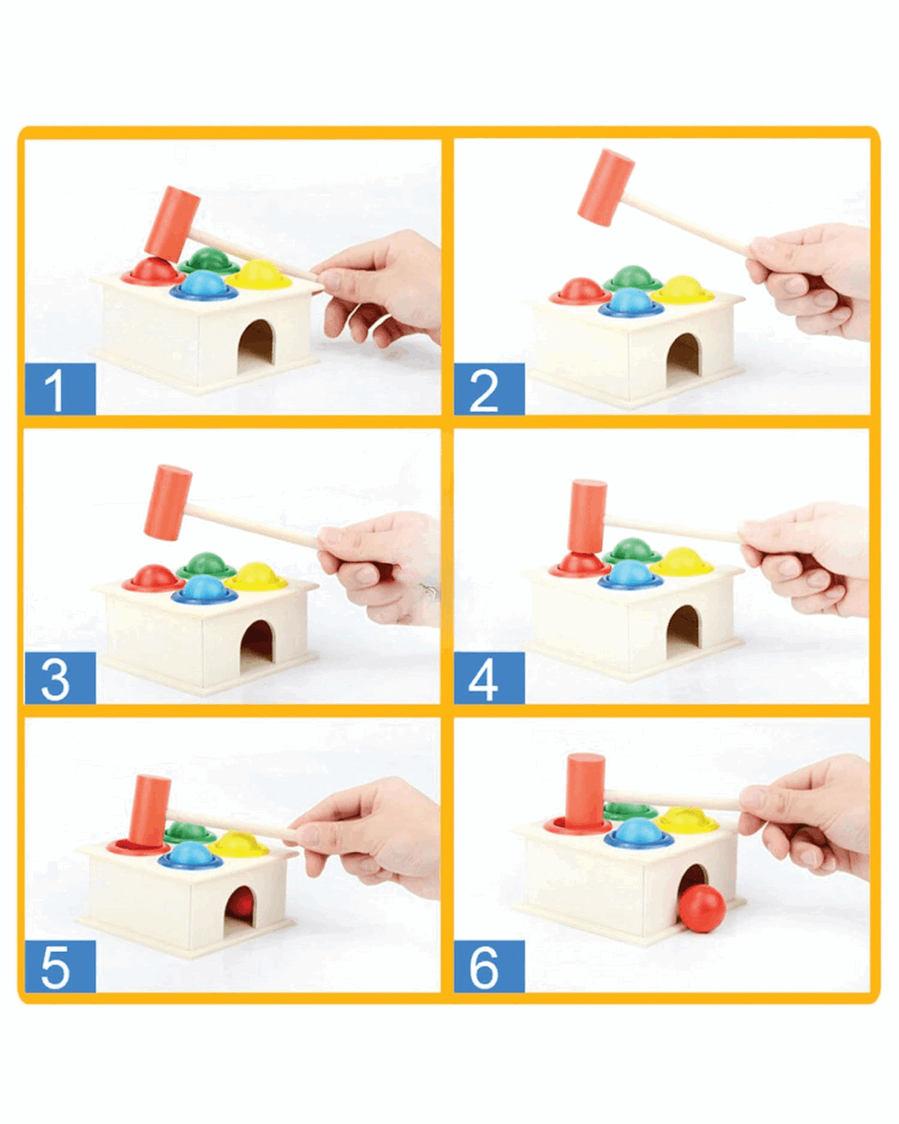 Wooden Hammer Ball Toy for Toddlers Age 3 and Up - Fun and Engaging Learning Tool - Zustenjoy.com