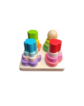 wooden four-column square stacking puzzle
