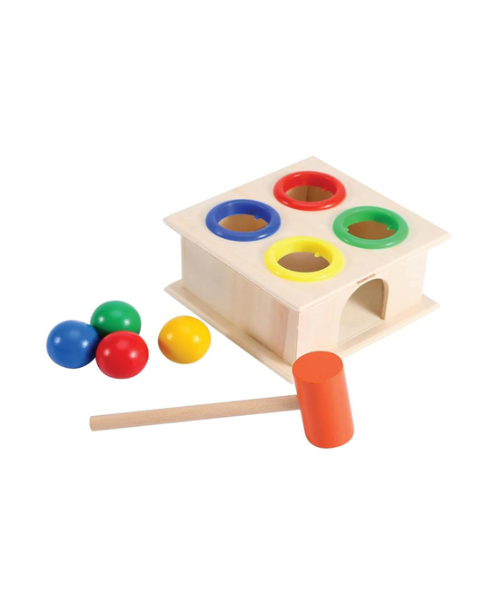 wooden hammer ball knock pounding bench
