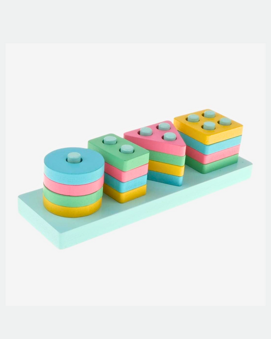 wooden rectangle montessori stacker